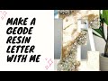 Geode Resin Art Tutorial. The letter "E" Using  Gold and White| DIY| Wood|