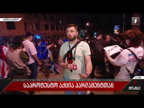 საპროტესტო აქცია პარლამენტთან - შალვა სუმბაძის ჩართვა