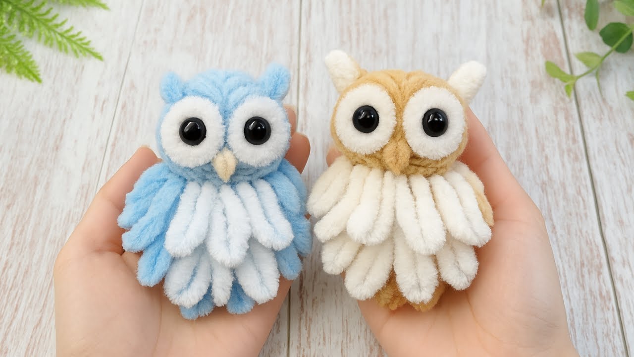 【モールアート】DIY Fluffy Owl with Pipe Cleaners