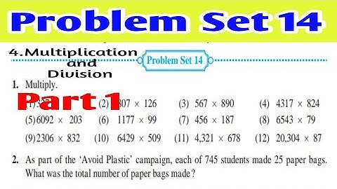 problem set 14 | class 5th maths | Q.1 Part 1 chapter 4  | two or three digit multiply