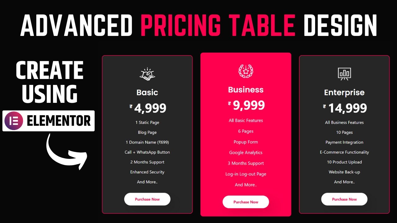How to Create Pricing Table Design using Elementor | Peush Jha - YouTube