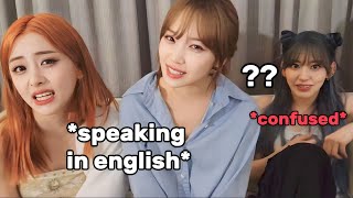 Chaewon learned hilarious english because of Yunjin (ft. confused Sakura)