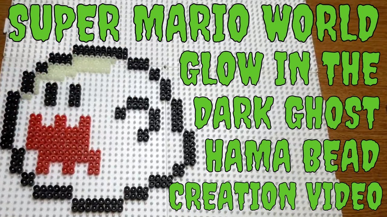 Glow In The Dark Super Mario World Ghost - Hama / Perler Bead Character /  Nintendo 