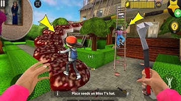 Scary Teacher 3D - troll Miss T many trap and ladders (Mod menu) gameplay part 5208 #scaryteacher3d