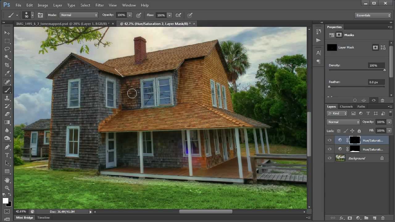 Photoshop Tutorial How to Make Grass Green and Paint a House - YouTube