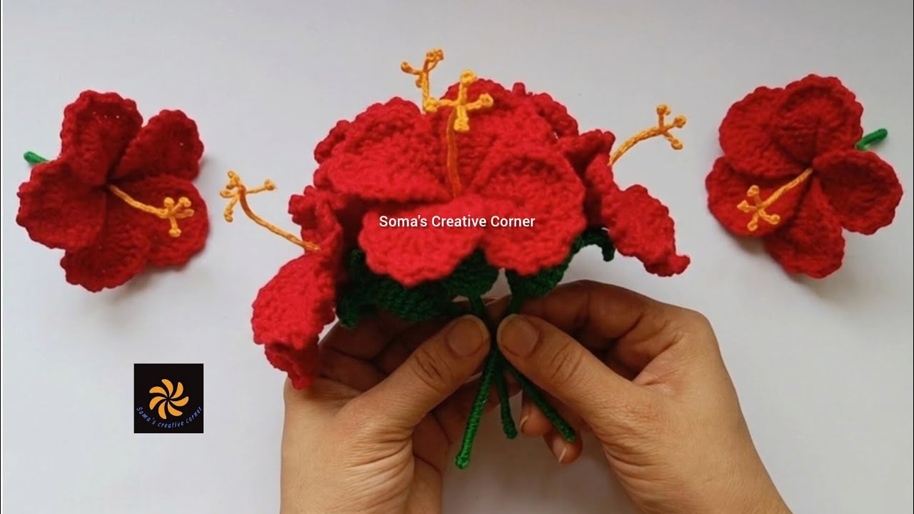 Crochet hibiscus 🌺 - step by step tutorial || Crochet hibiscus
