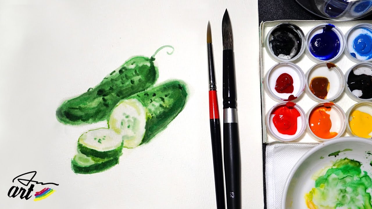 How to Paint Cucumbers in Watercolor YouTube