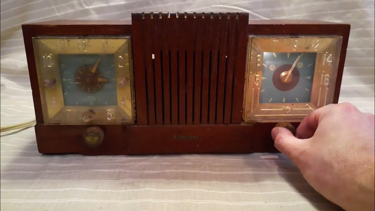 Testing a RARE Firestone 4A128 AM Radio/Mantle Alarm Clock from 1954