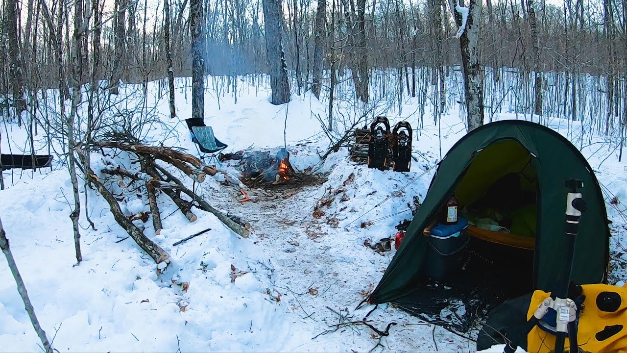 2 Winter Camping at it's Best! Cooking Rainbow Trout over a Campfire