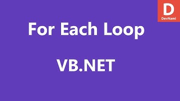 VB.Net For Each Loop