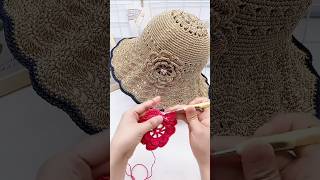 Crochet flower design for a hat 👒 #shorts #crochets #knitting #handmade
