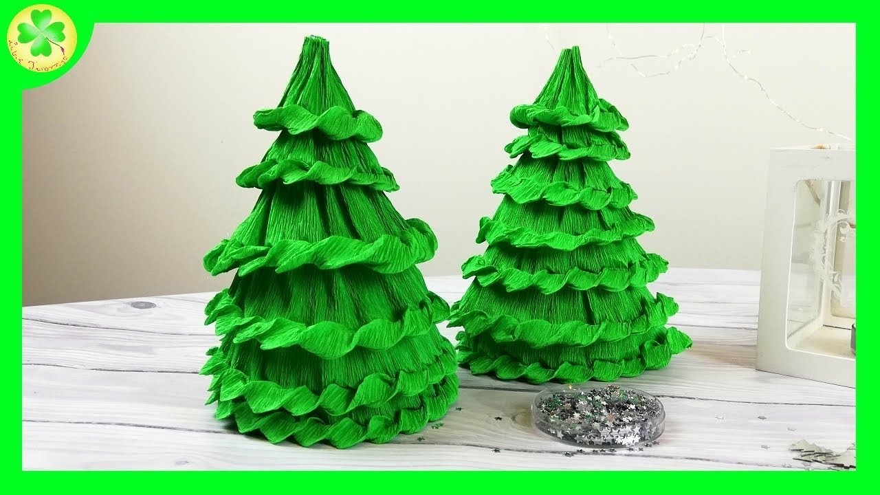 How to make a Christmas Tree from Crepe Paper - instructions DIY - YouTube