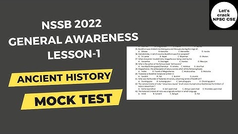 NSSB 2022 | General Awareness | Lesson- 1 | Ancient History Mock Test