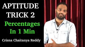 Aptitude Trick 2 | Percentanges | Crisna Chaitanya Reddy | Aptitude Create U | One Minute Shortcuts
