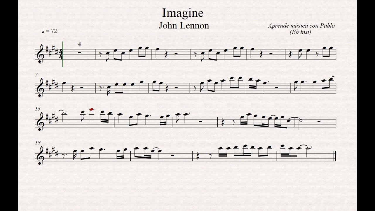 transmitir Fangoso Médico IMAGINE: Eb Inst (saxo alto, saxo barítono...) (partitura con playback) -  YouTube