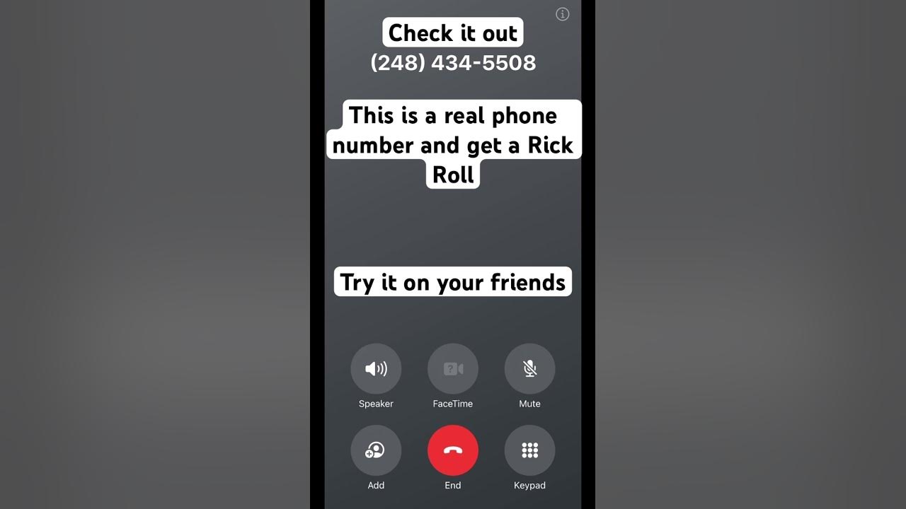 Phone number to get Rickrolled music rickroll 80smusic song duet 
