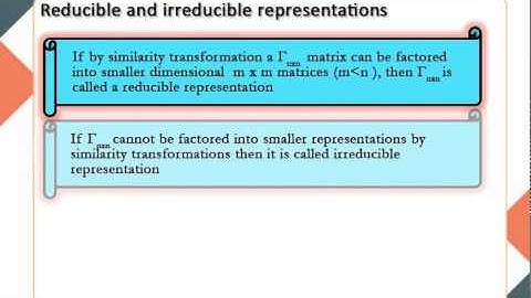 Irreducible representation part-1 (CHE)
