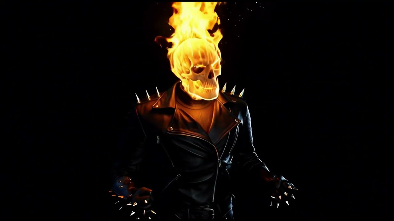 Ghost Rider (Marvel) - Hellfire Skull Loop | Live Wallpaper (Black Screen)