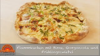 Flammkuchen Mit Birne Gorgonzola Und Frühlingszwiebel