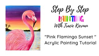 How To Paint &quot;Pink Flamingo Sunset&quot; - Acrylic Painting Tutorial For Beginners