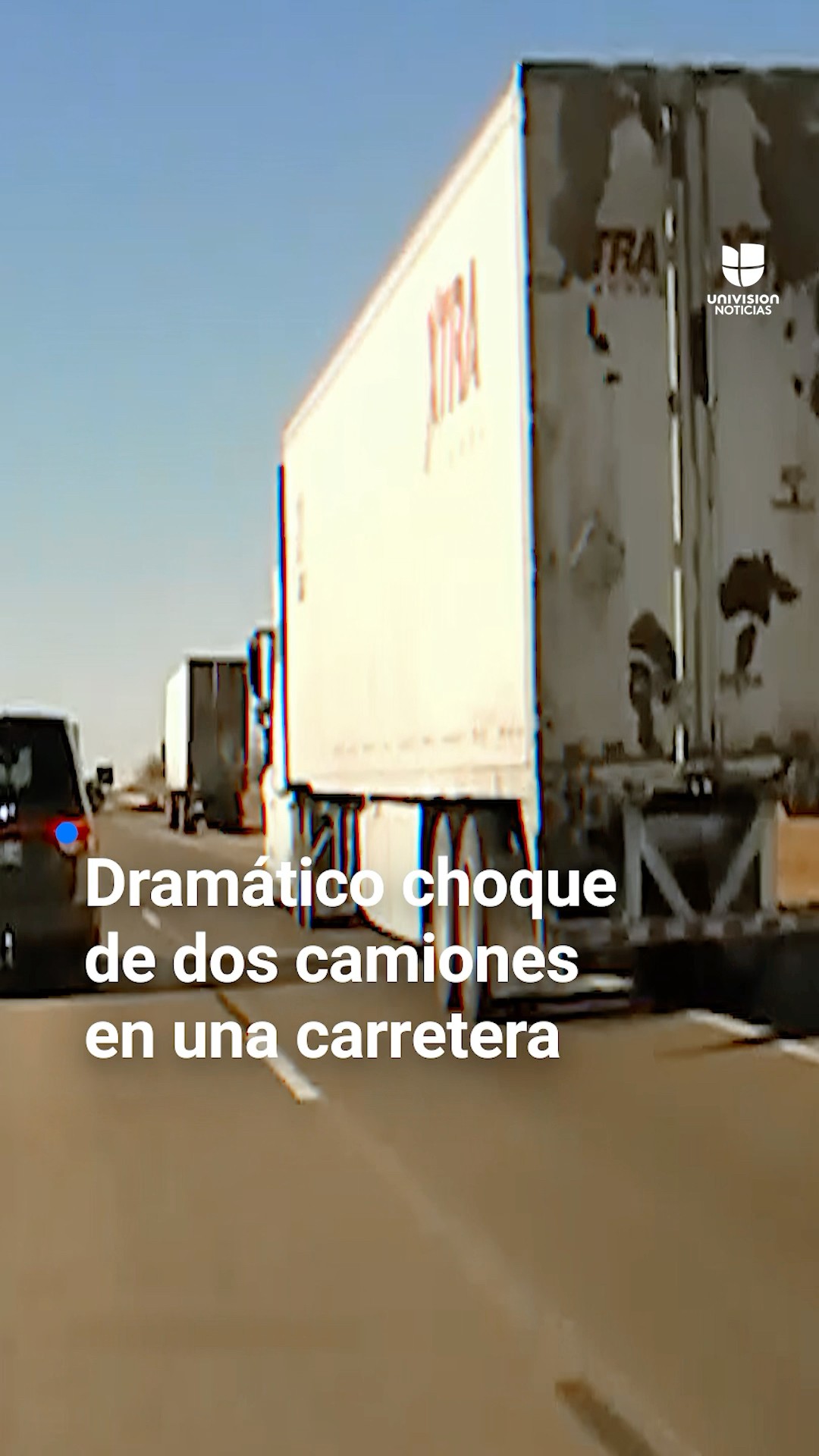 El dramático choque de dos camiones en una carretera