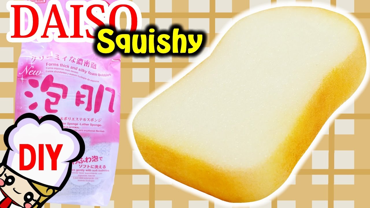 ダイソースポンジで食パンスクイーズの作り方 100均簡単工作 家で一緒にやってみよう Diy Squishy Youtube