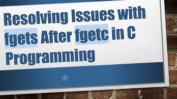 Resolving Issues with fgets After fgetc in C Programming