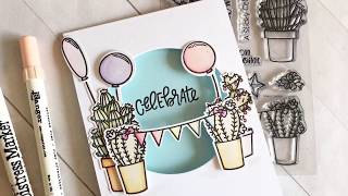 🎉Distress Markers Window Card | Feat. Sweet Stamp Shop &quot;Merry Cactus&quot; And More!