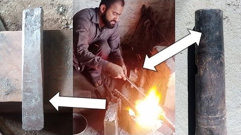 Blacksmith works on forging hammer // thick iron convert to wood chisel // Real blacksmith skills