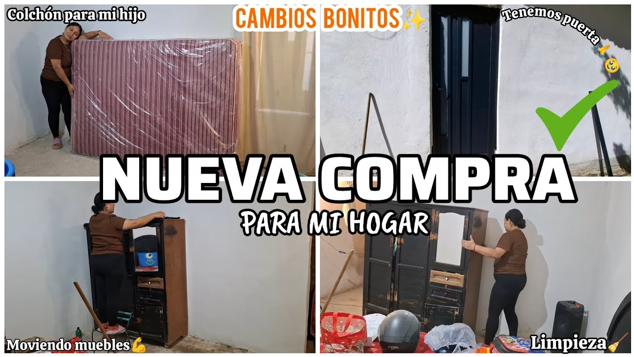TENEMOS PUERTA en mi CASA🙏🚪/COLCHON NUEVO para mi HIJO🛏✅️||LIMPIEZA EXTREMA🧹-MOVIENDO MUEBLES💪🏡