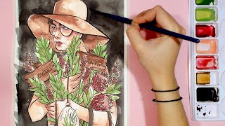 relaxing draw with me full painting process | inspiring ambient music to draw or study to