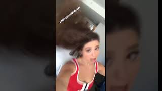 Kira Kosarin hairstyles sexy in a red and white top – Instagram 2018