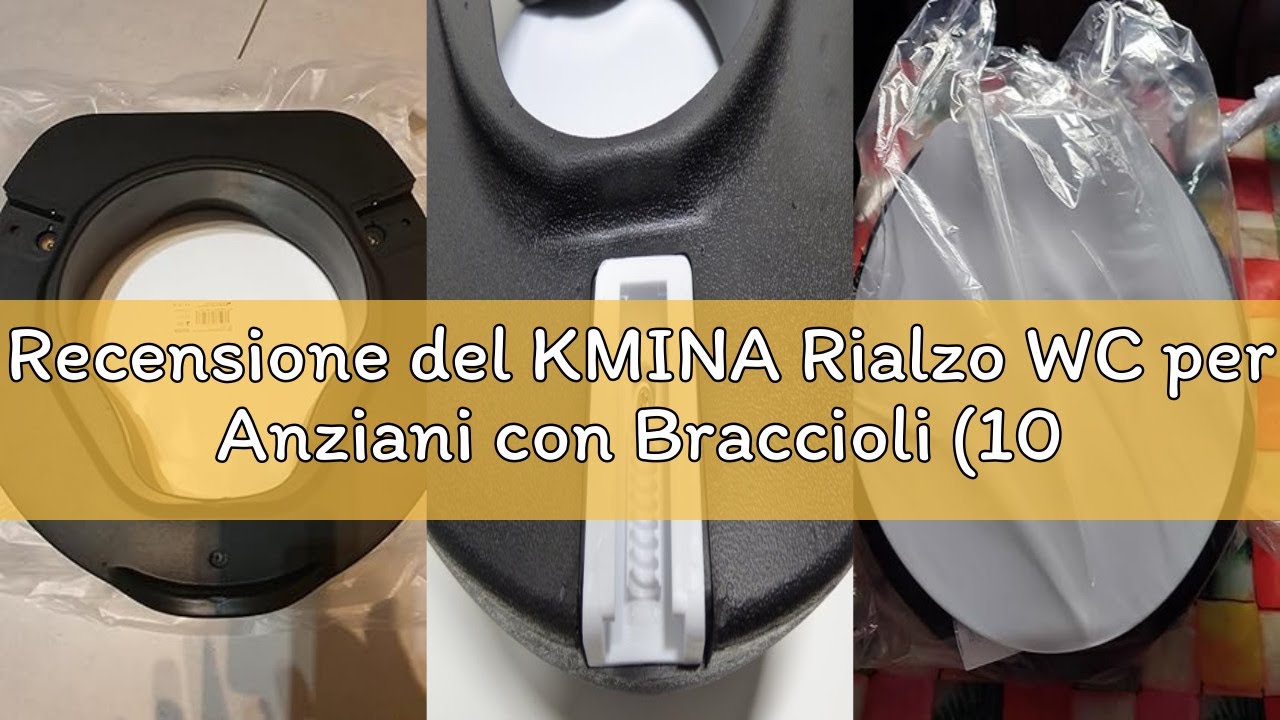 Recensione del KMINA Rialzo WC per Anziani con Braccioli (10 Cm, Morbido), Coperchio, Bagno Disabili
