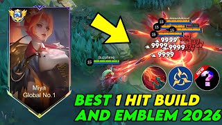 GLOBAL MIYA BEST 1 HIT DELETE BUILD AND EMBLEM 2026! (please try!🔥) ~ Top 1 Global Miya Gameplay!!