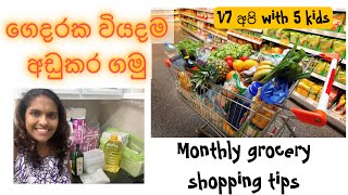ගෙදර වියදම අඩුකර ගමුද? Monthly grocery shopping |#V7අපි #with5kids #proudparents #groceryshopping