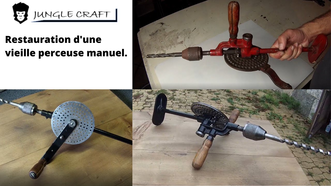 Ancienne Perceuse Manuelle Pour Mèche à Culot Carré, Outillage Vintage