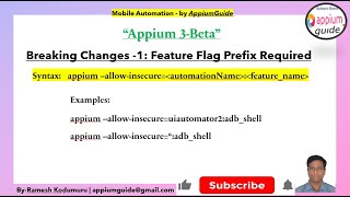 2. (Appium 3-Beta) - Breaking Changes -1: Feature Flag Prefix Required | Step-By-Step details