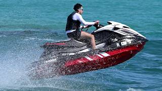 Haulover Inlet Waves Vs. Yamaha Waverunner GP HO PWC Jumps Wave Goes Airborne - 4k UHD