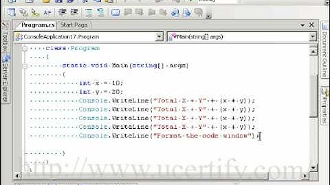 How to perform toggle outlining in the code in Microsoft Visual Studio- uCertify