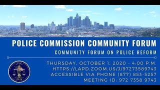 Police Commission Advisory Committee On Police Reform - October 1, 2020