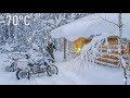 Surviving a Heavy Snowstorm in a House | Stone Mountain Survival in a Wooden Cabin