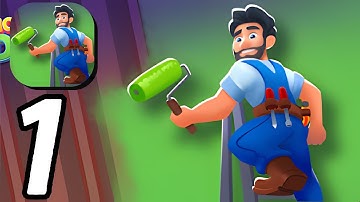 Renovation Day: House Makeover  - Gameplay Walkthrough Part 1 - Clean trash and build (iOS, Android)