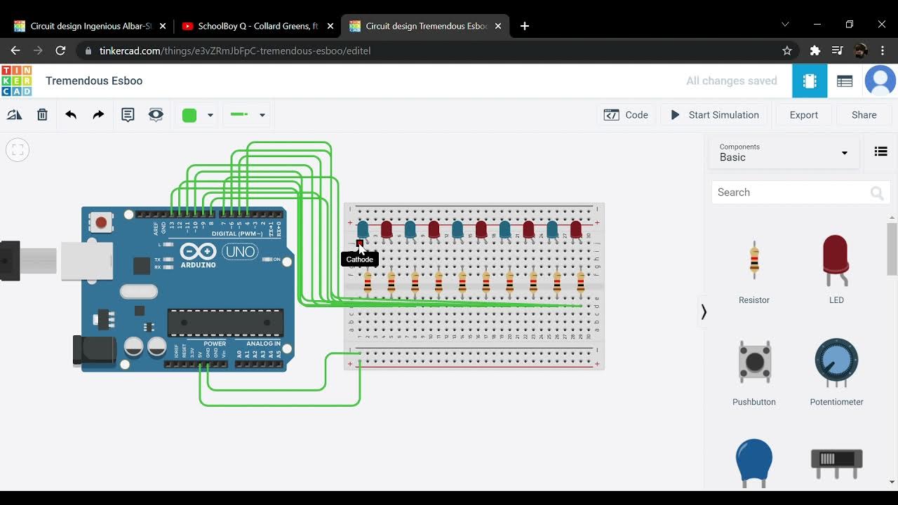 Dashboard Tinkercad RGB light looping YouTube