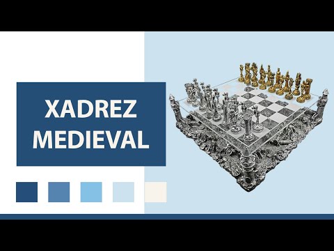 Tabuleiro Xadrez 3D Medieval Luxo Cavaleiros Medievais na