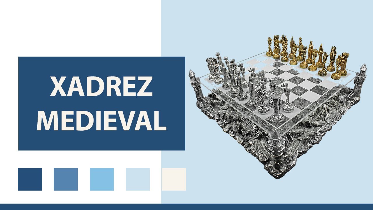 Tabuleiro de Xadrez Luxo Cavaleiros Medievais 3D Verito - Shop Coopera