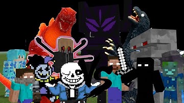 GODZILLA vs SANS vs ERRORUNRY vs HEROBRINE and MORE! MCPE Mob Battles 300 SUB SPECIAL!
