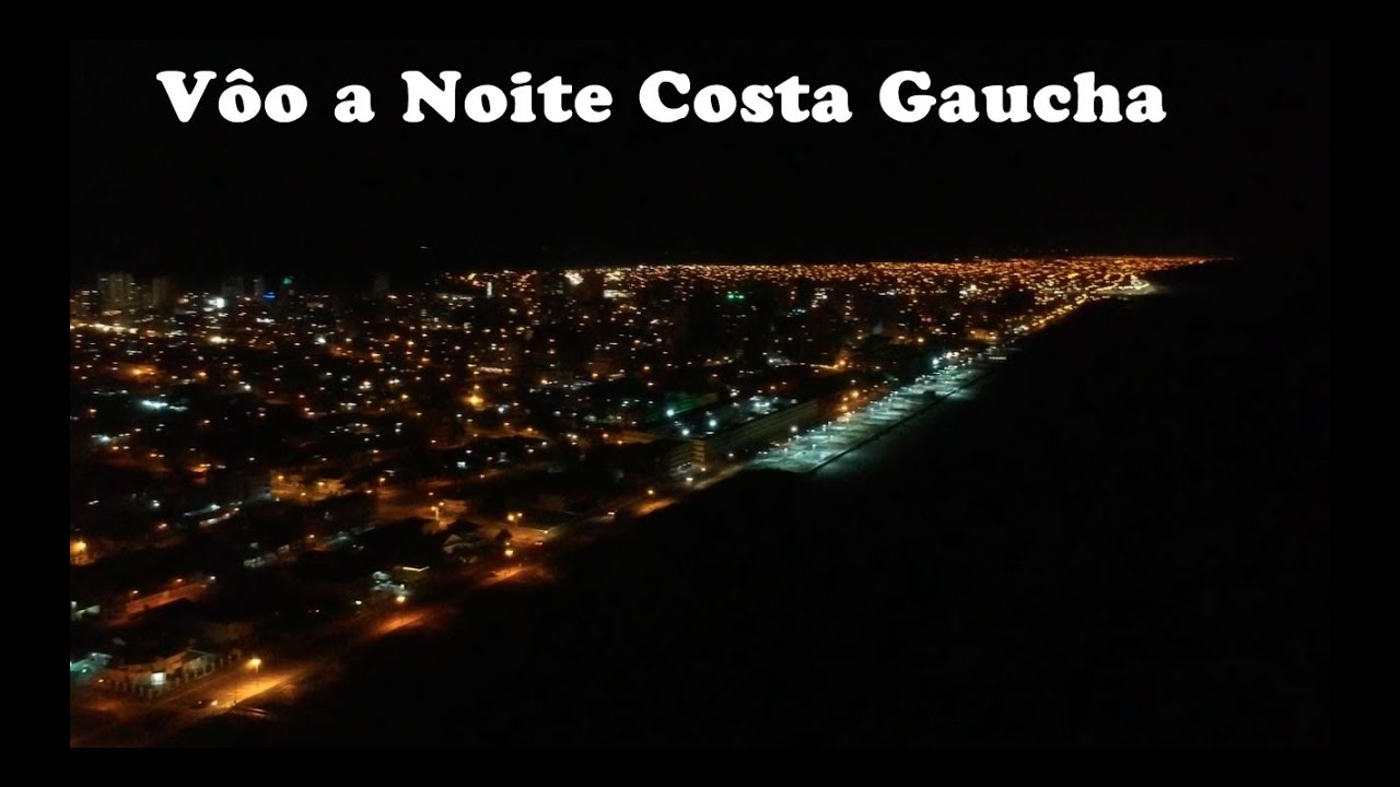 Vôo a noite costa gaúcha , noite de super lua , Tramandaí RS, beira mar e Plataforma de Pesca