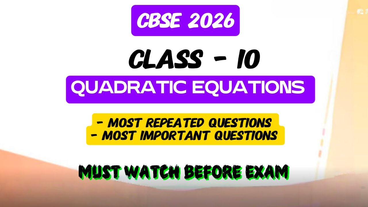 QUADRATIC EQUATIONS class 10 cbse 2026 boards #explore #trending #viral #education #shorts #exam 