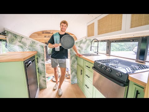 Finishing My School Bus Tiny Home Kitchen - Skoolie Build Ep. 52