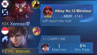 I PRETEND NUB GUSION AND MET PRO MINOTAUR in SOLO RANKED! (he cry)